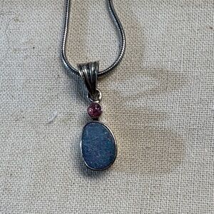 Elegant Silver and Blue Pendant Necklace